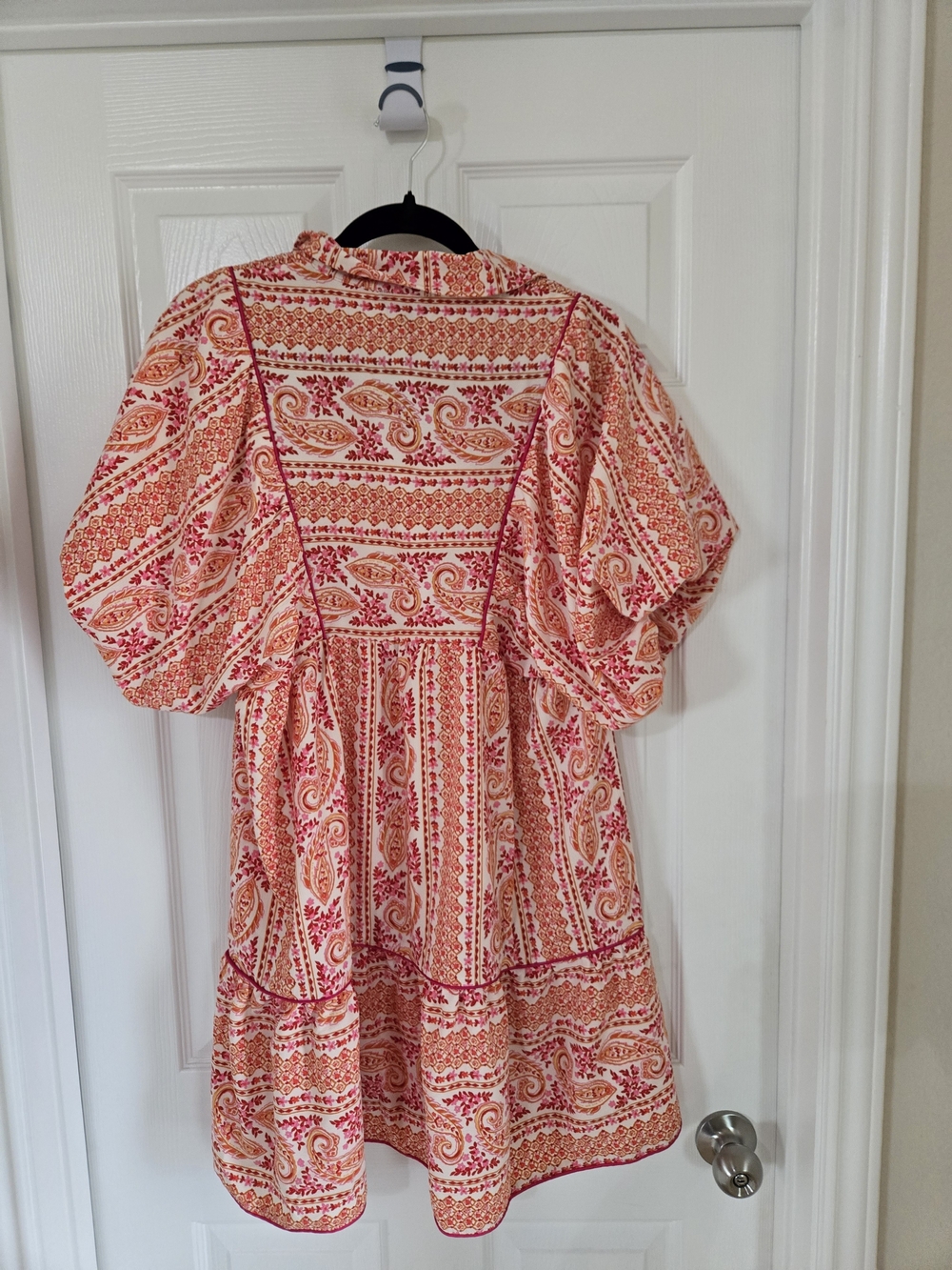 Pink Floral Short Puff-Sleeve Mini Dress - Picture 8 of 9